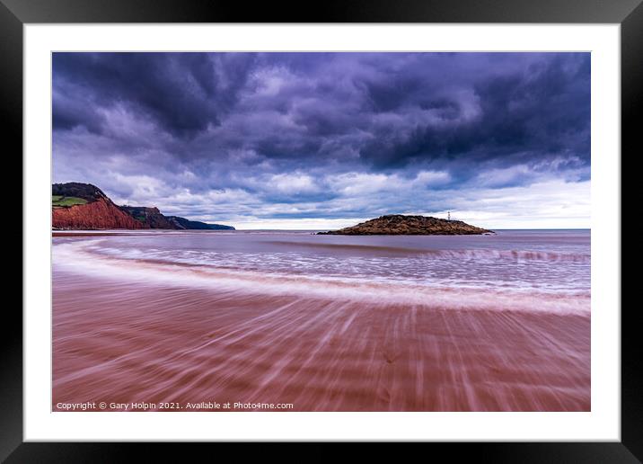 Stormy day on Sidmouth Beach Framed Mounted Print by Gary Holpin