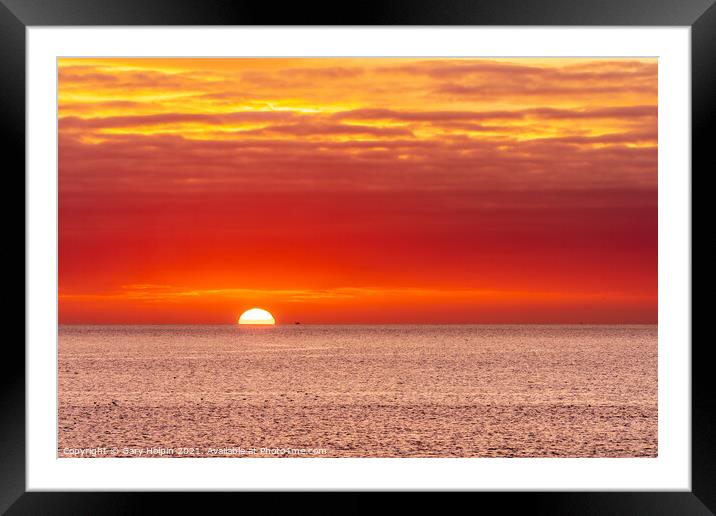 Fishing boat at sunrise Framed Mounted Print by Gary Holpin