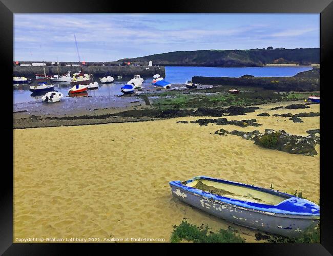 Watercolour Cemaes Harbour, Anglesey Framed Print by Graham Lathbury