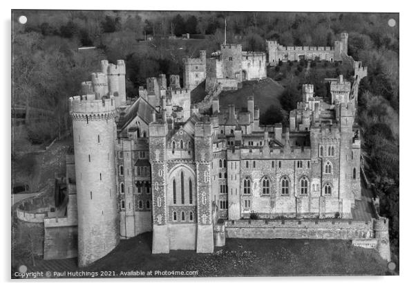 Arundel Castle black and white Acrylic by Paul Hutchings