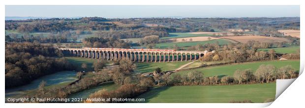 Red train at Ouse valley Viaduct Print by Paul Hutchings