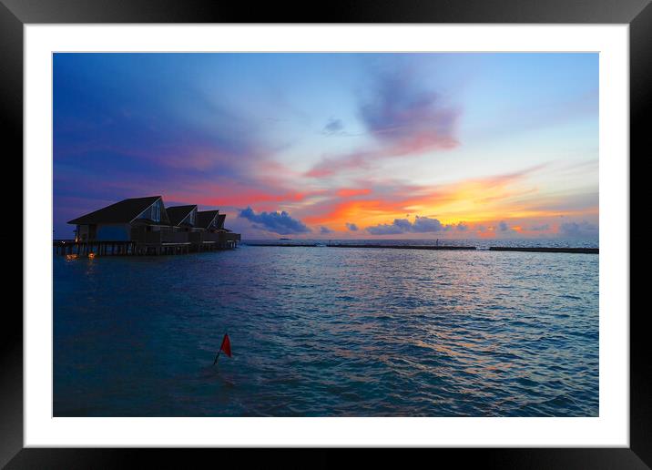 Sunset in Maldives Framed Mounted Print by mark humpage