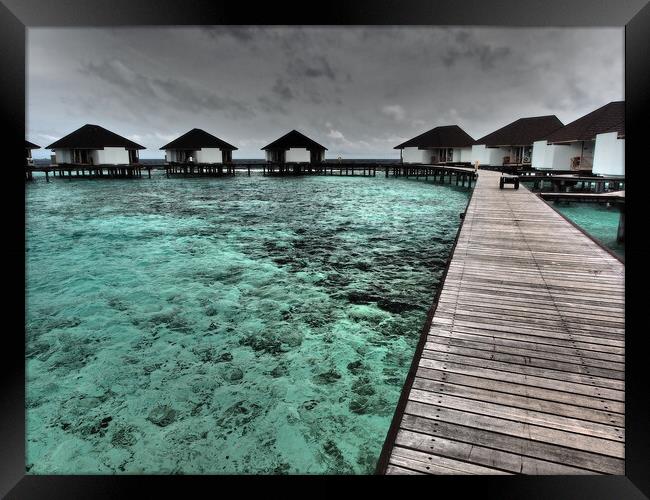 Water bungalows in Maldives Framed Print by mark humpage