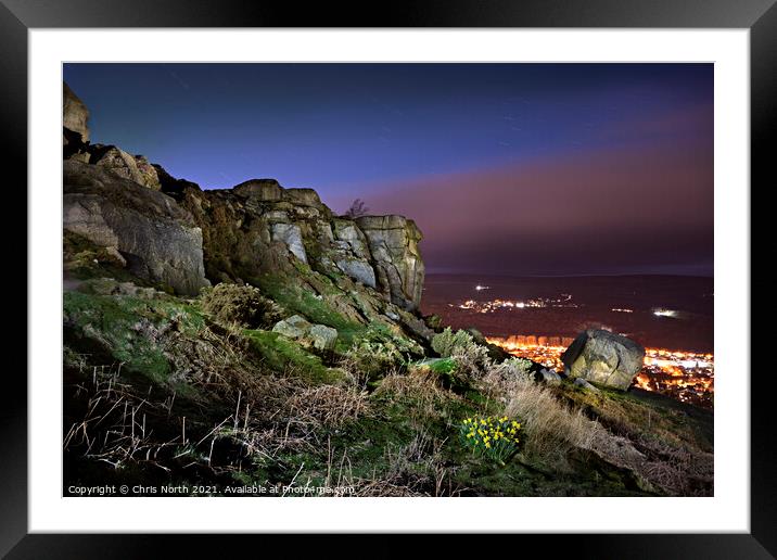 The cow and calf rocks at dusk. Framed Mounted Print by Chris North