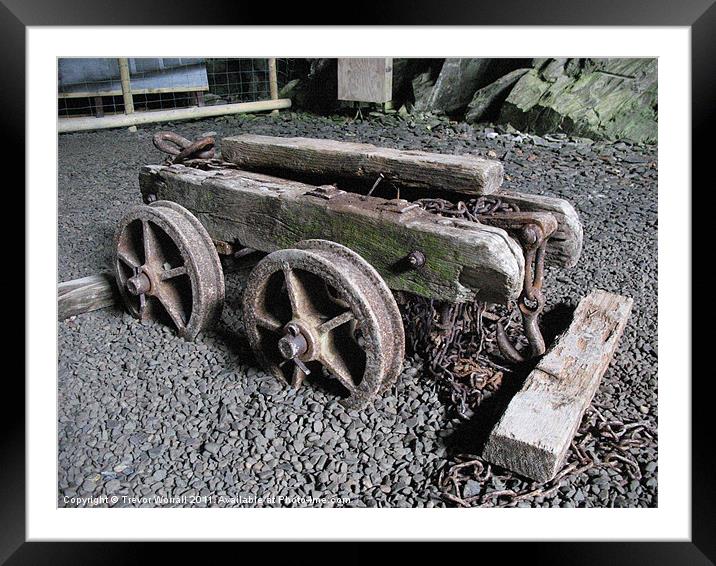 Welsh slate mine trolley Framed Mounted Print by Trevor Worrall