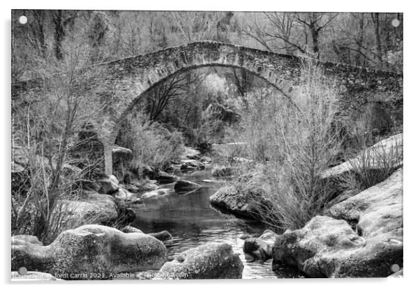 Gothic Bridge of Merles - CR2102-4645-BW Acrylic by Jordi Carrio
