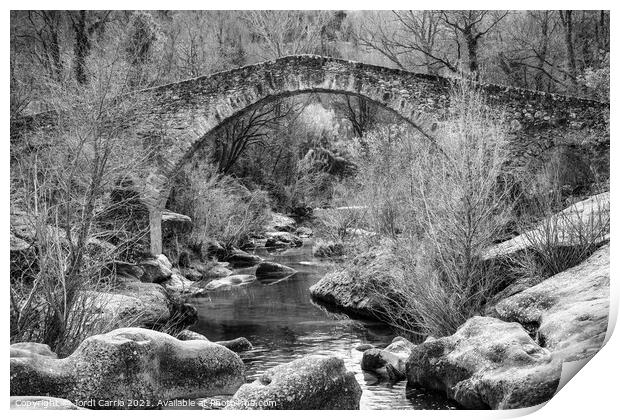 Gothic Bridge of Merles - CR2102-4645-BW Print by Jordi Carrio