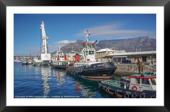 Boats in Cape Town Harbour, South Africa Framed Mounted Print by Rika Hodgson