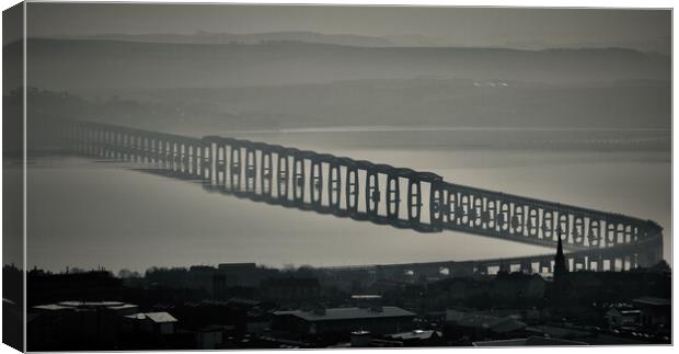 Tay Bridge on a Misty Morning Canvas Print by Keith Rennie