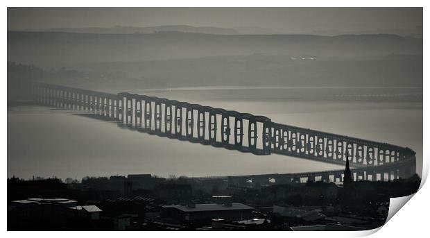 Tay Bridge on a Misty Morning Print by Keith Rennie