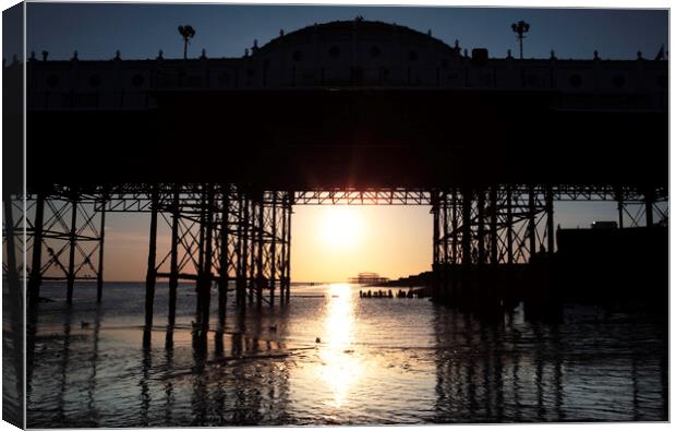 Brighton Pier Sunset Canvas Print by Neil Overy