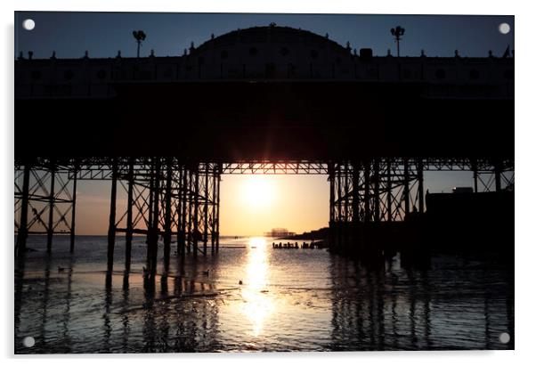 Brighton Pier Sunset Acrylic by Neil Overy