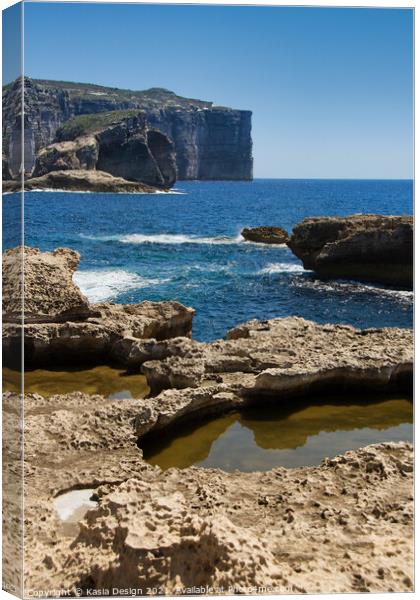 Fungus Rock and Sanap Cliffs, Gozo Canvas Print by Kasia Design