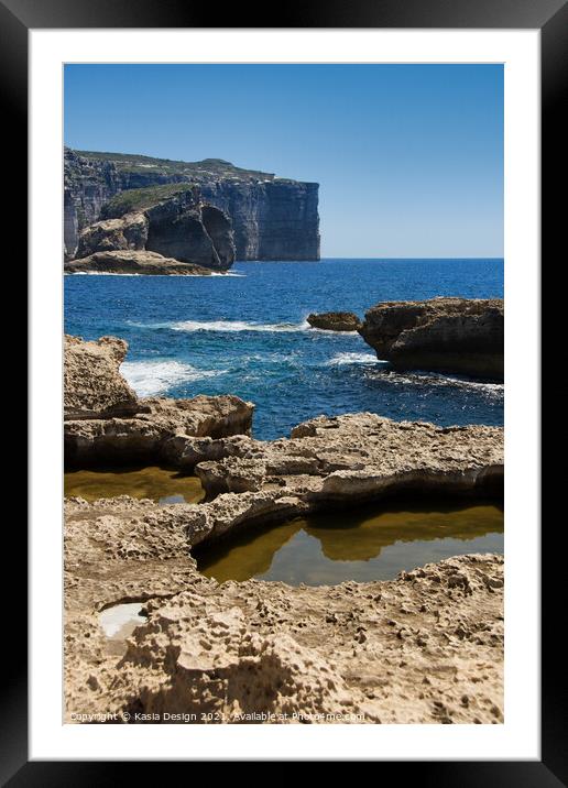 Fungus Rock and Sanap Cliffs, Gozo Framed Mounted Print by Kasia Design