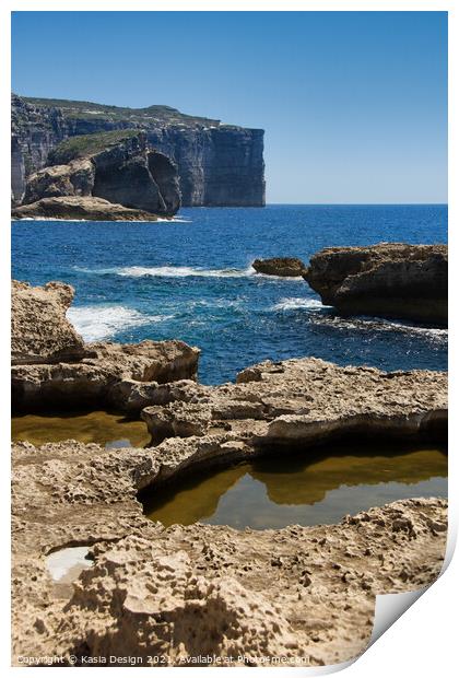 Fungus Rock and Sanap Cliffs, Gozo Print by Kasia Design