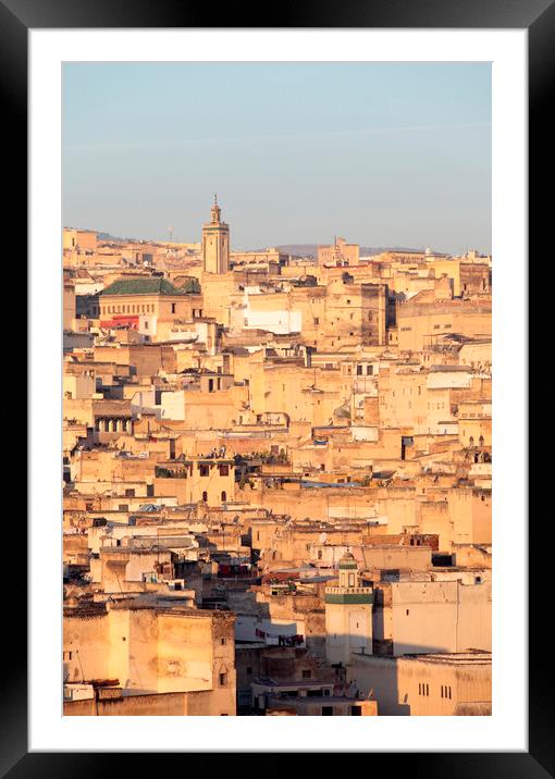 The Medina in Fez, Morocco in the early monring light Framed Mounted Print by Neil Overy