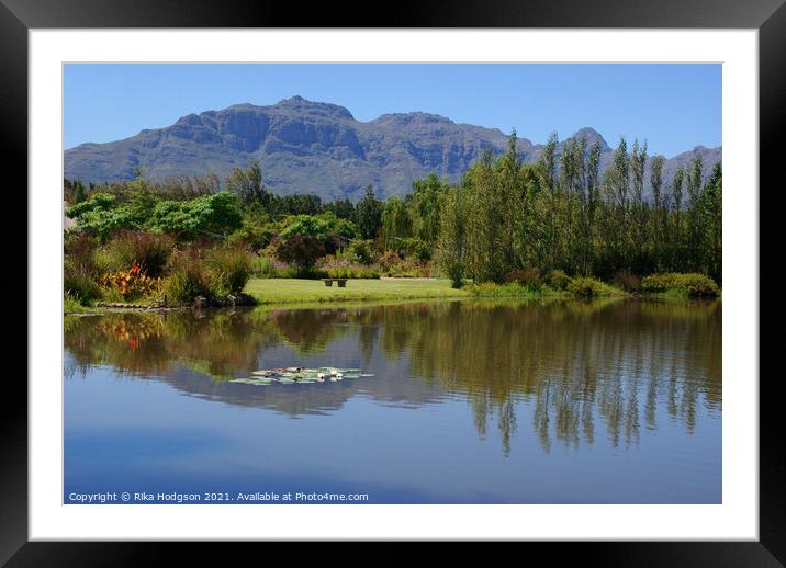 Reflection in water, Franschhoek Mountains, South Africa Framed Mounted Print by Rika Hodgson