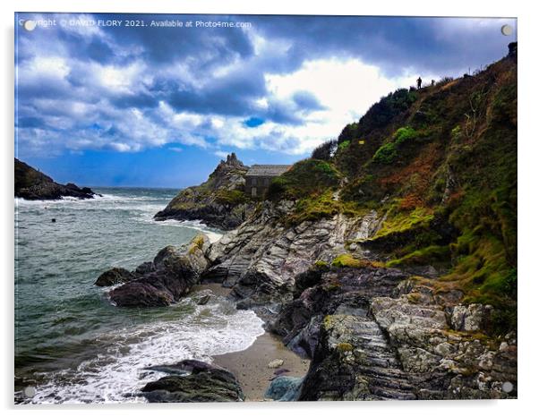 Cornish Coastline Acrylic by DAVID FLORY