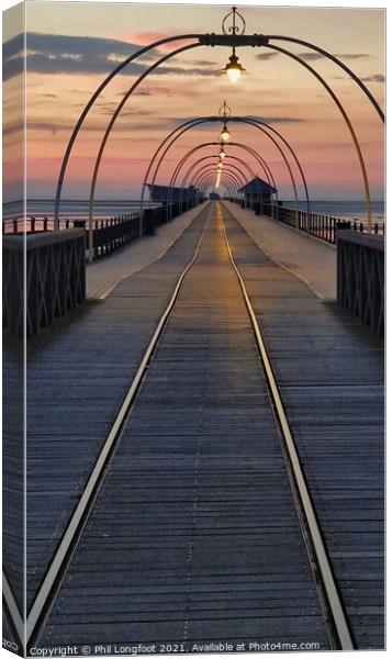 Southport Pier at sunset  Canvas Print by Phil Longfoot