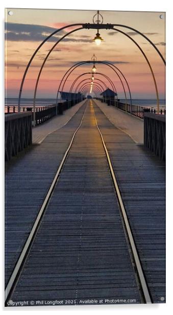 Southport Pier at sunset  Acrylic by Phil Longfoot
