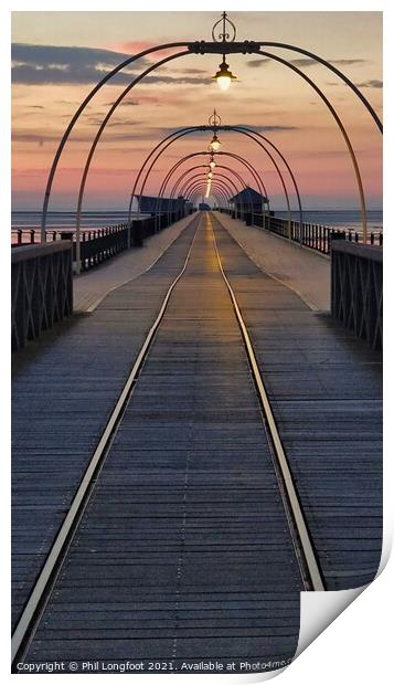Southport Pier at sunset  Print by Phil Longfoot