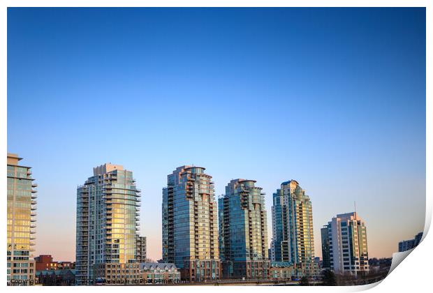 Apartment buildings at sunset  Print by eacmich 