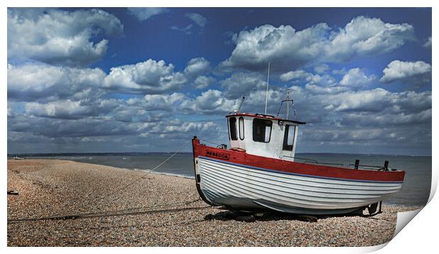 Fishing Boat Rebecca on Dungeness Beach Print by Dave Williams