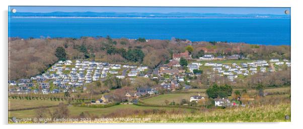 Whitecliff Bay Holiday Park Panorama Acrylic by Wight Landscapes