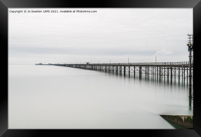 Southend Pier at High tide Framed Print by Jo Sowden