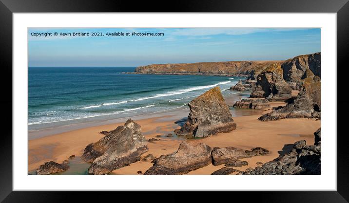 bedruthan steps cornwall Framed Mounted Print by Kevin Britland