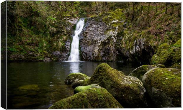 Small waterfall in the Conwy Valley, North Wales Canvas Print by Andrew Kearton