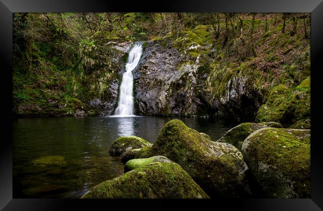 Small waterfall in the Conwy Valley, North Wales Framed Print by Andrew Kearton