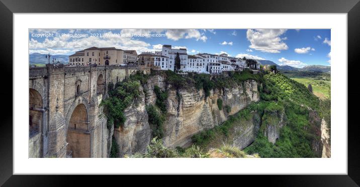 Rhonda's Bridge and Gorge in Spain - Panorama Framed Mounted Print by Philip Brown
