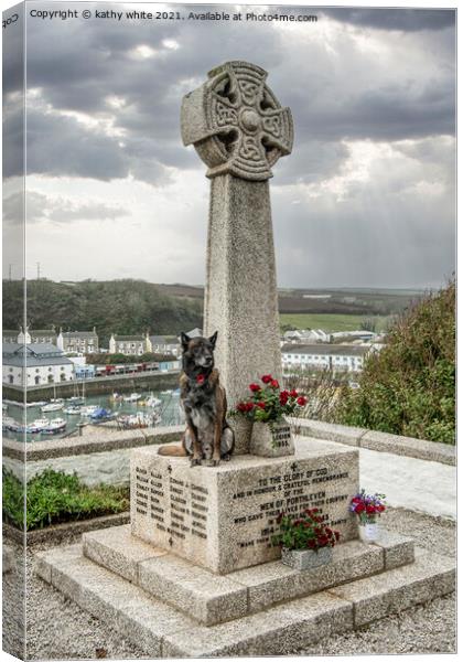 Duko  a bomb-sniffing dog at Porthleven  Canvas Print by kathy white