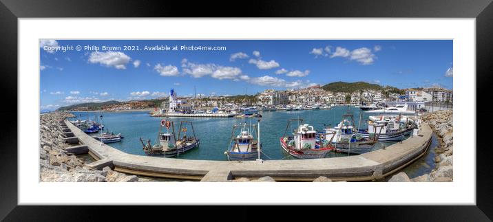 Puerto de la Quesa Harbour in Spain - Panorama Framed Mounted Print by Philip Brown