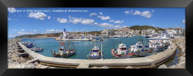Puerto de la Quesa Harbour in Spain - Panorama Framed Print by Philip Brown