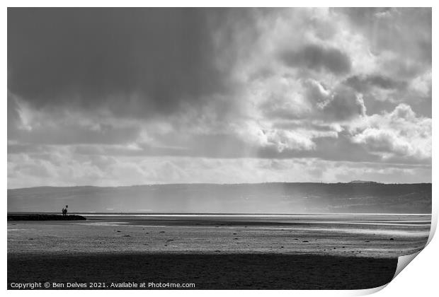 Rainfall over Wales from West Kirby Print by Ben Delves