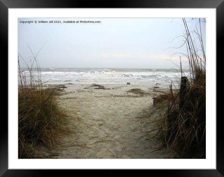 Walking on to an angry Atlantic beach Framed Mounted Print by William Jell