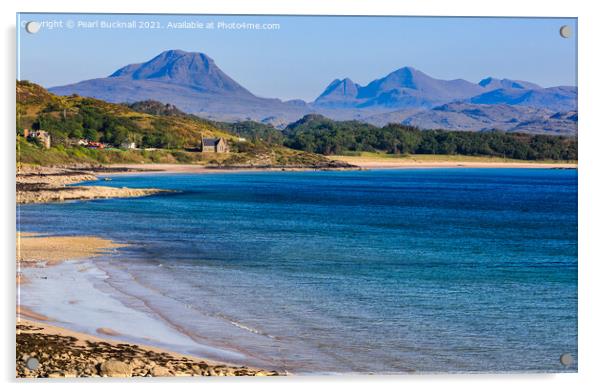 Torridon Mountains across Loch Gairloch Scotland Acrylic by Pearl Bucknall