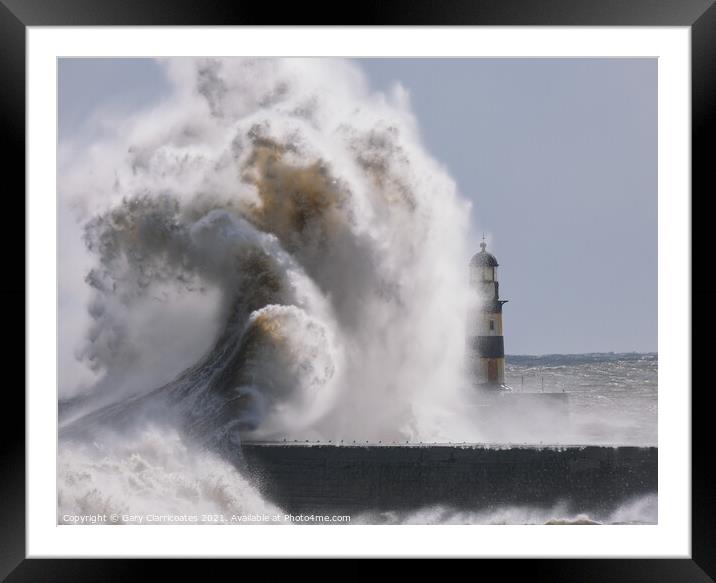 Stormy Seas at Seaham Framed Mounted Print by Gary Clarricoates