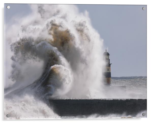 Stormy Seas at Seaham Acrylic by Gary Clarricoates