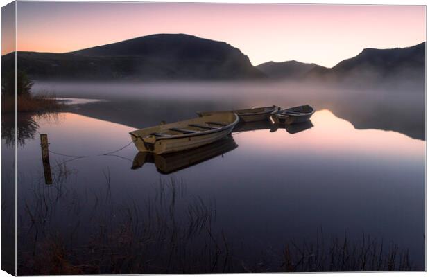 Fishing boats at Llyn Nantlle Canvas Print by Rory Trappe
