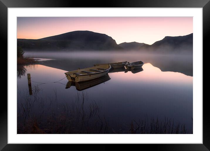 Fishing boats at Llyn Nantlle Framed Mounted Print by Rory Trappe