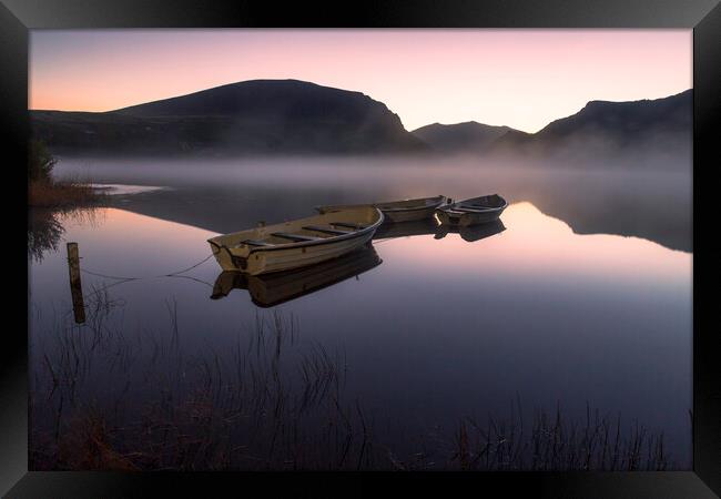 Fishing boats at Llyn Nantlle Framed Print by Rory Trappe