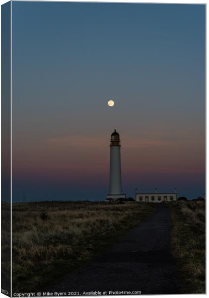 "Luminous Glory: Full Moon Illuminates Barns Ness  Canvas Print by Mike Byers