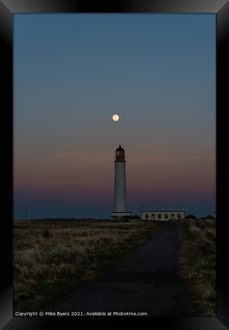 "Luminous Glory: Full Moon Illuminates Barns Ness  Framed Print by Mike Byers