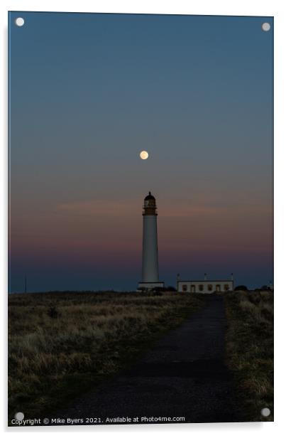 "Luminous Glory: Full Moon Illuminates Barns Ness  Acrylic by Mike Byers
