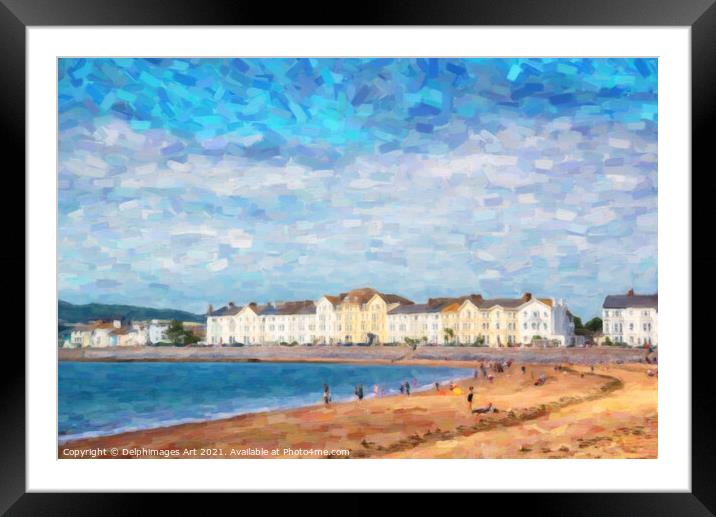 Exmouth beach in summer, Devon, UK Framed Mounted Print by Delphimages Art