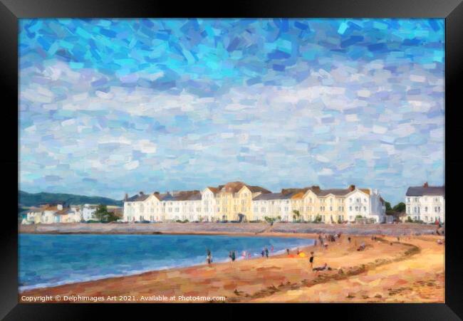 Exmouth beach in summer, Devon, UK Framed Print by Delphimages Art