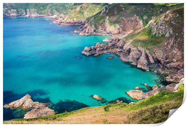 Icart point panorama in Guernsey, Channel Islands Print by Delphimages Art